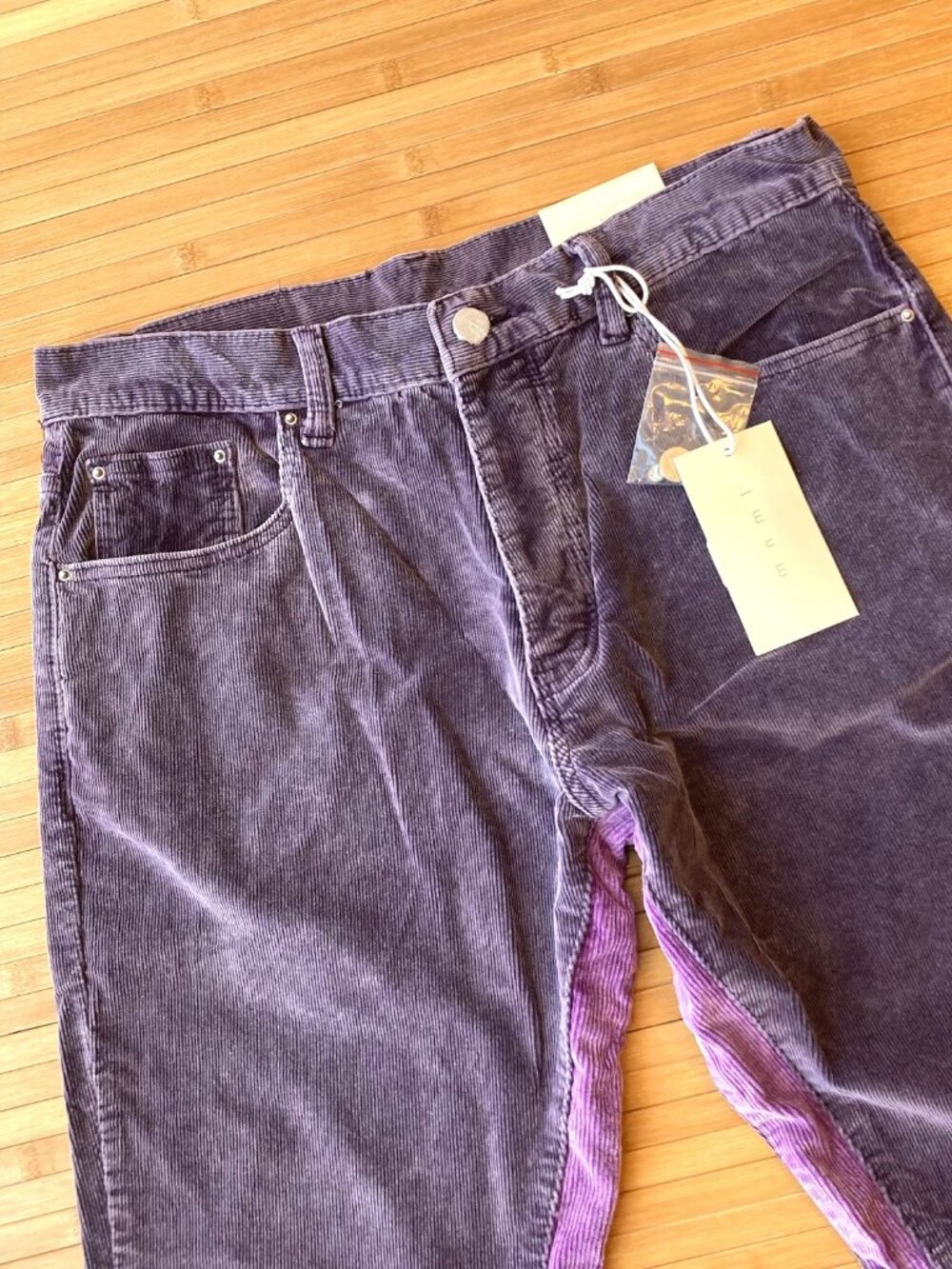 MNML B428 Corduroy Flare Pants Button Fly Mens 32 Purple Two Tone NWT - Picture 3 of 14